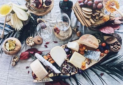 High angle view of sweet food on table