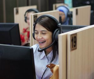 Women looking at computer