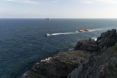 High angle view of sea against sky