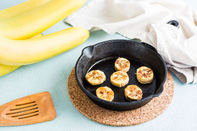 High angle view of food on table