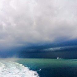 Scenic view of sea against cloudy sky