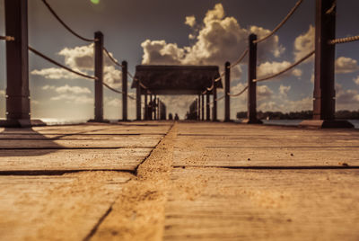 Surface level of pier over calm sea