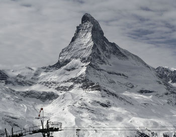 Scenic view of snow covered mountains