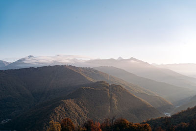 Scenic view of mountains against clear sky