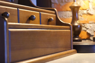 Close-up of old books on table
