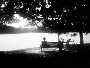 People relaxing in lake