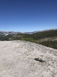 Scenic view of landscape against clear blue sky