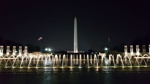 Reflection of illuminated lights in water at night