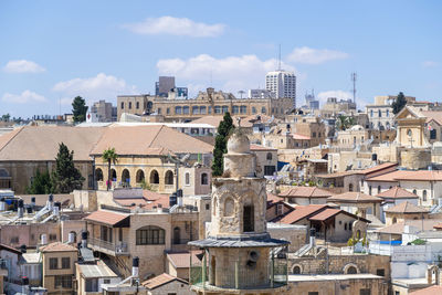 High angle view of townscape against sky