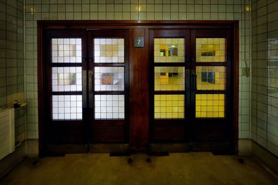 Closed door of building