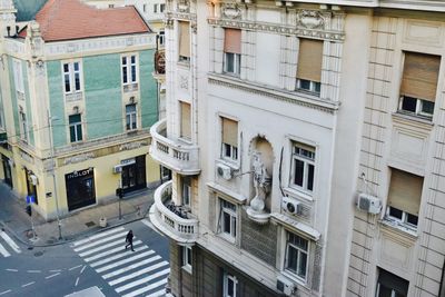 High angle view of buildings in town