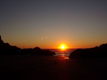 Scenic view of sunset over sea