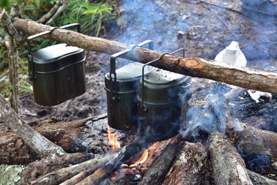 Food cooking on camping stove
