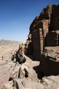 Scenic view of mountains and landscape at al-khazneh