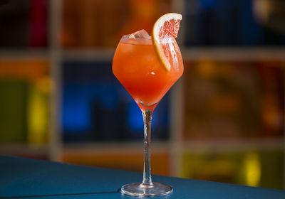 Close-up of drink in glass on table