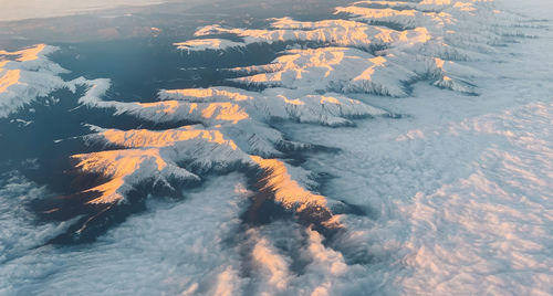 High angle view of snowcapped mountain