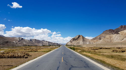 Road amidst landscape against blue sky