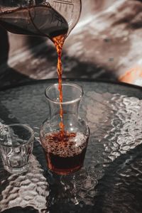 Close-up of wineglass on table