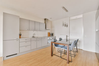 View of dining table at kitchen