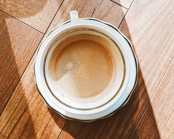 High angle view of coffee on table