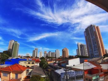 Modern buildings against blue sky