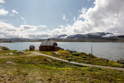 Scenic view of lake against sky