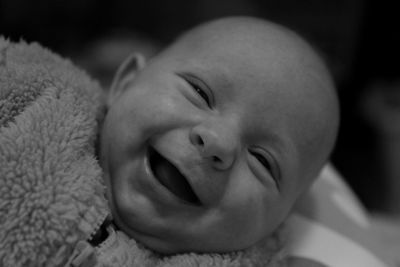 Close-up portrait of happy baby boy