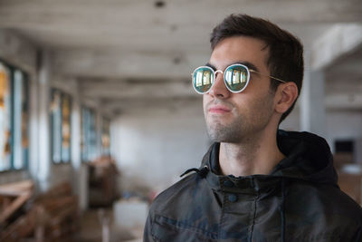 Close-up of man wearing sunglasses