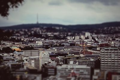 High angle view of cityscape against sky