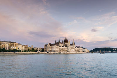 View of river with buildings in background