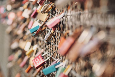 Close-up of padlocks