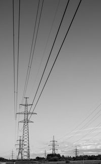 Electricity pylon against clear sky