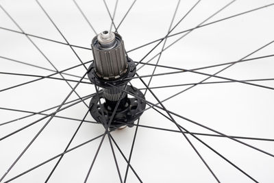 Close up of bicycle hub and spokes