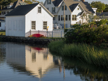 View of canal with buildings in background