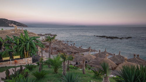 Panoramic view of sea against sky during sunset