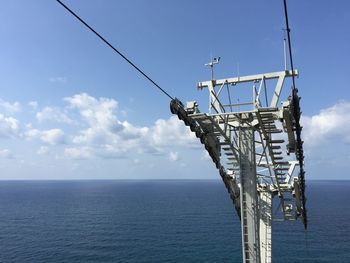 Low angle view of cranes against sky