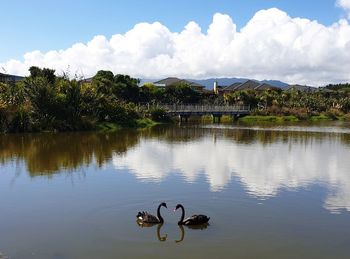 Scenic view of lake against sky
