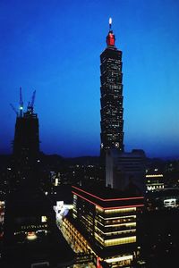 Illuminated buildings at night