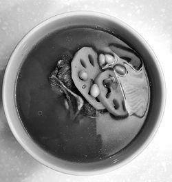 High angle view of soup in bowl