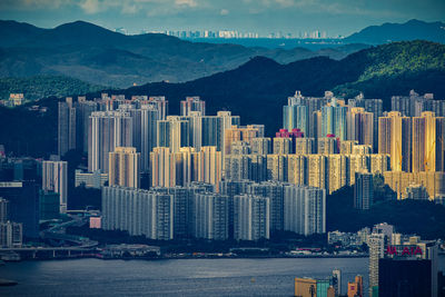 Aerial view of buildings in city