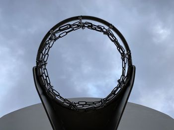 Low angle view of basketball hoop against sky