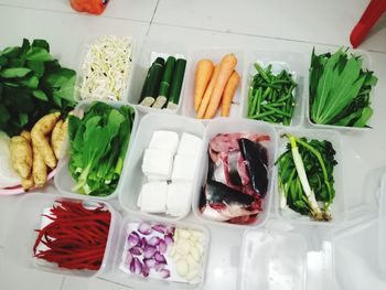 High angle view of food on table