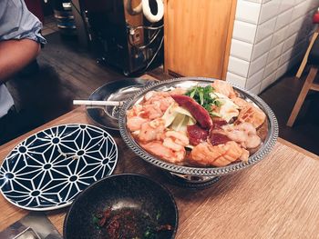 High angle view of food on table