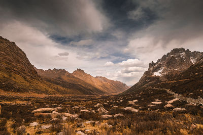 Scenic view of mountains against sky