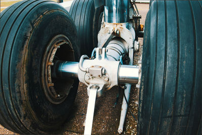 High angle view of tires on land