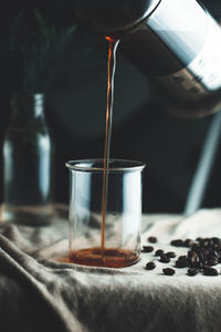 Close-up of drink in glass on table