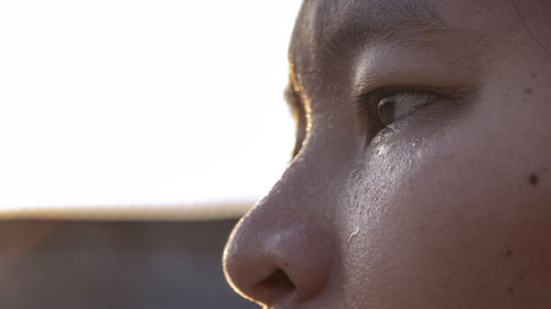 Cropped image of woman sweating outdoors