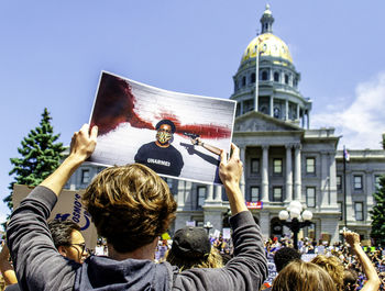 Denver citizens protesting the murder of george floyd.