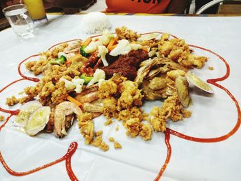 Close-up of food in plate on table