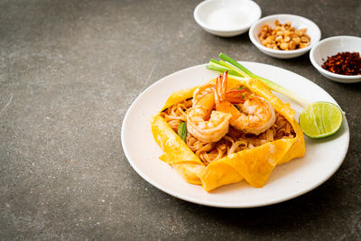 Close-up of food in plate on table